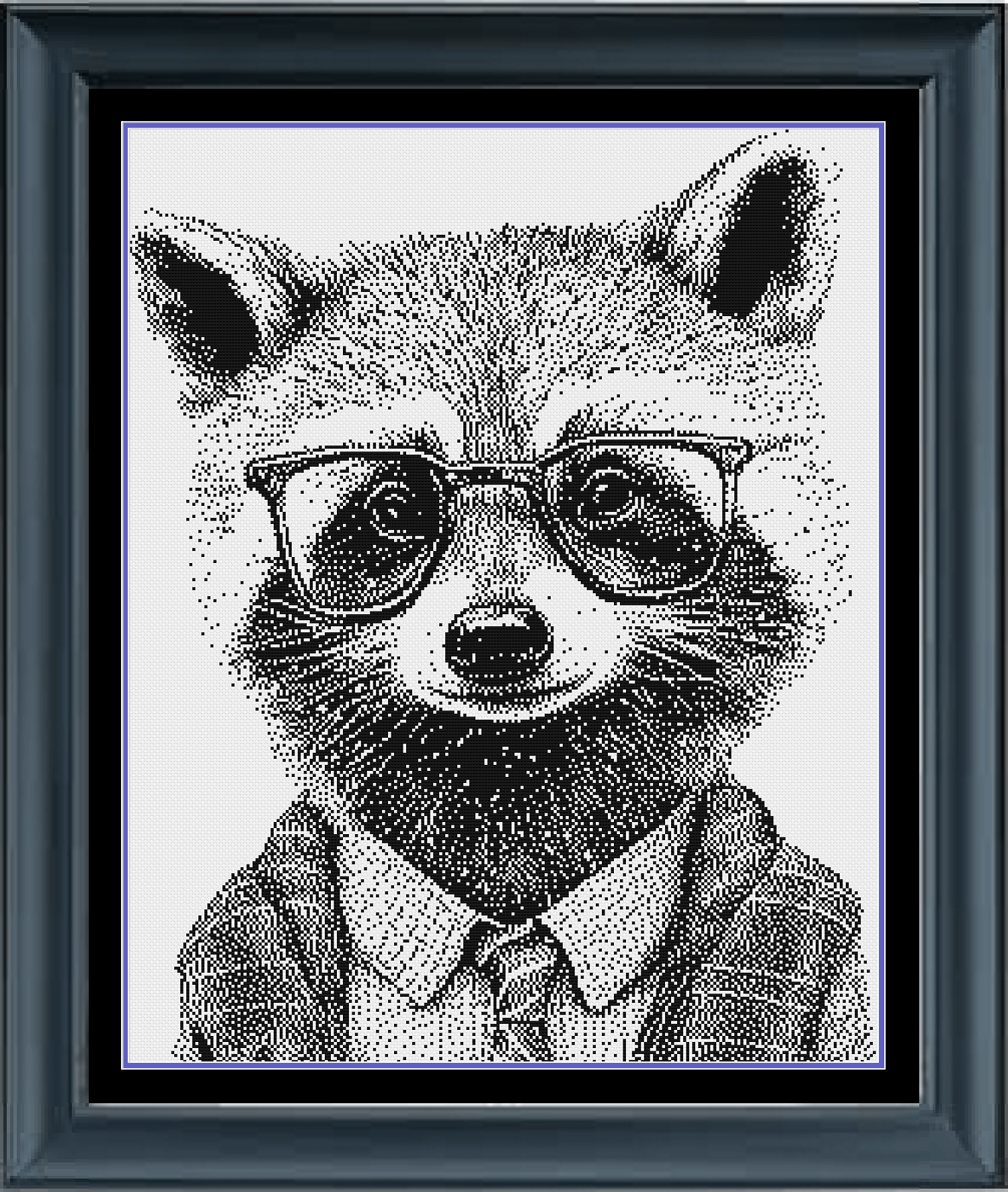 Stitching Jules Design Cross Stitch Pattern Cool Racoon Monochrome Blackwork Cross-Stitch Pattern Instant Download PDF