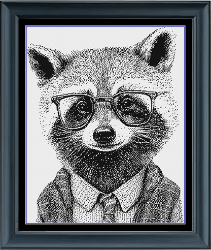 Stitching Jules Design Cross Stitch Pattern Cool Racoon Monochrome Blackwork Cross-Stitch Pattern Instant Download PDF