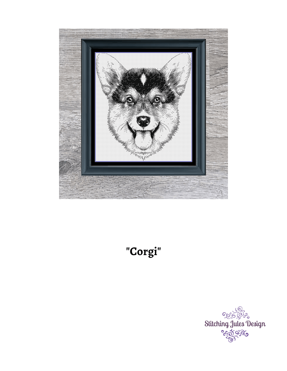 Stitching Jules Design Cross Stitch Pattern Corgi Cross Stitch Pattern | Dog Breed Cross Stitch Pattern | Blackwork | Instant PDF Download And Physical Pattern Options