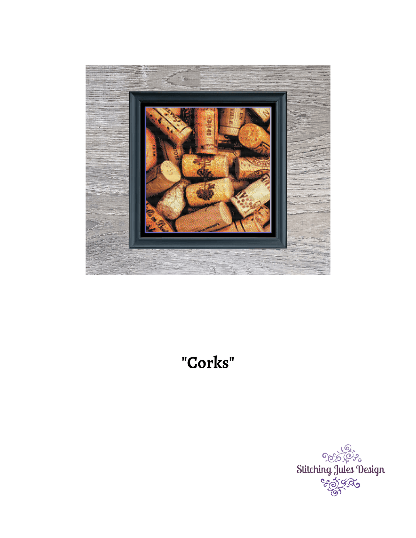 Stitching Jules Design Cross Stitch Pattern Cork Cross Stitch Pattern | Wine Cross Stitch Pattern | Physical And Digital PDF Download Pattern Options