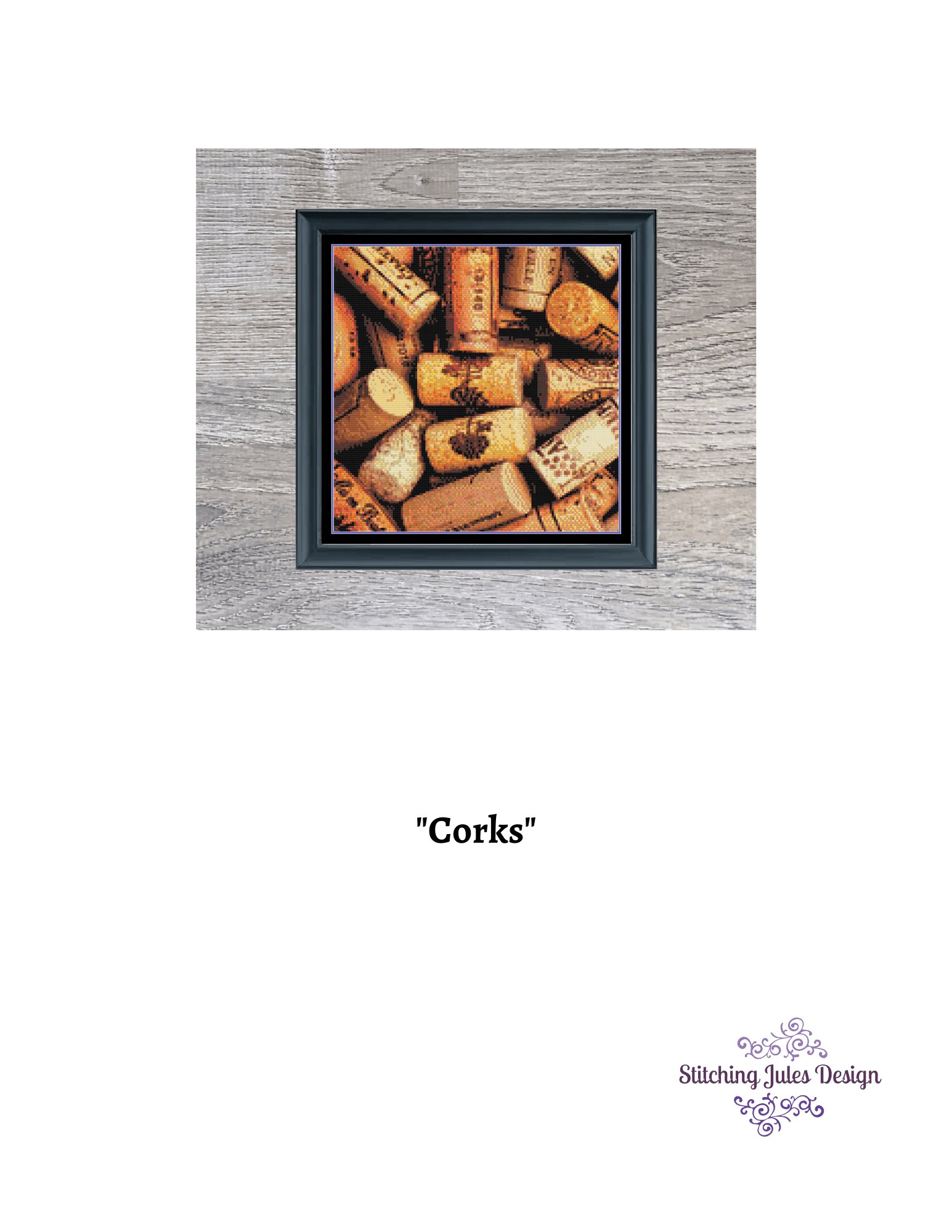 Stitching Jules Design Cross Stitch Pattern Cork Cross Stitch Pattern | Wine Cross Stitch Pattern | Physical And Digital PDF Download Pattern Options