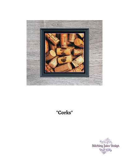 Stitching Jules Design Cross Stitch Pattern Cork Cross Stitch Pattern | Wine Cross Stitch Pattern | Physical And Digital PDF Download Pattern Options