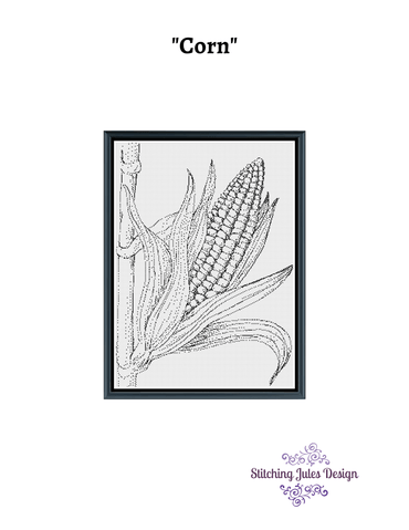 Stitching Jules Design Cross Stitch Pattern Corn Cornfield Farmer Crop Monochrome Cross Stitch Needlepoint Embroidery Pattern - Instant Download - Pattern Keeper Ready