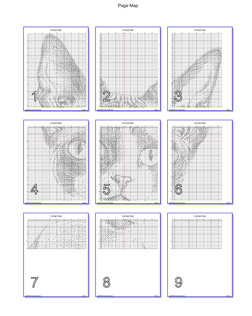 Stitching Jules Design Cross Stitch Pattern Cornish Rex Cat Breed Monochrome Counted Cross-Stitch Pattern (Digital Download)