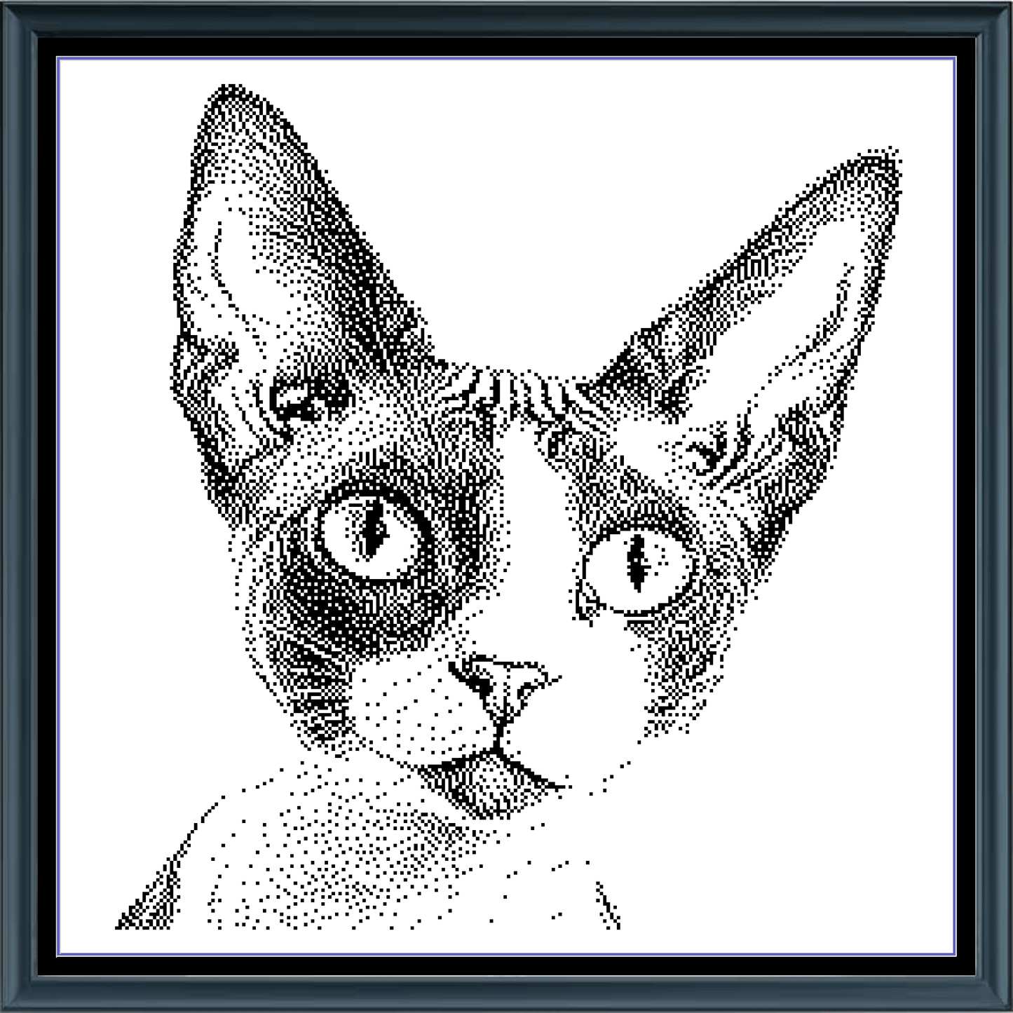 Stitching Jules Design Cross Stitch Pattern Cornish Rex Cat Breed Monochrome Counted Cross-Stitch Pattern (Digital Download)