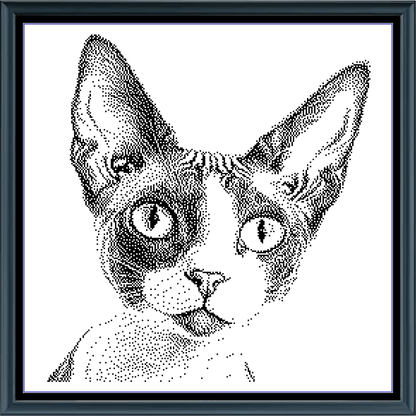 Stitching Jules Design Cross Stitch Pattern Cornish Rex Cat Breed Monochrome Counted Cross-Stitch Pattern (Digital Download)