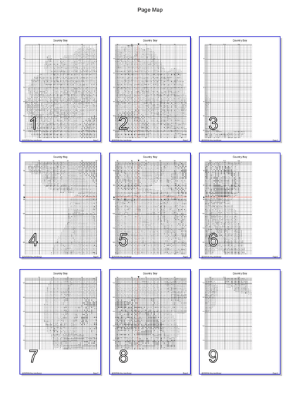 Stitching Jules Design Cross Stitch Pattern Country Boy Owl Folksy Counted Cross-Stitch Pattern (Digital Download)