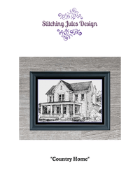 Thumbnail for Stitching Jules Design Cross Stitch Pattern Country House Monochrome Cross Stitch Pattern Instant PDF Download