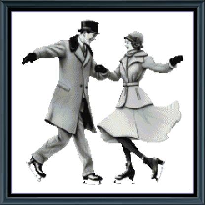 Stitching Jules Design Cross Stitch Pattern Couple Skating Romantic  Vintage Counted Cross Stitch Pattern Digital Download