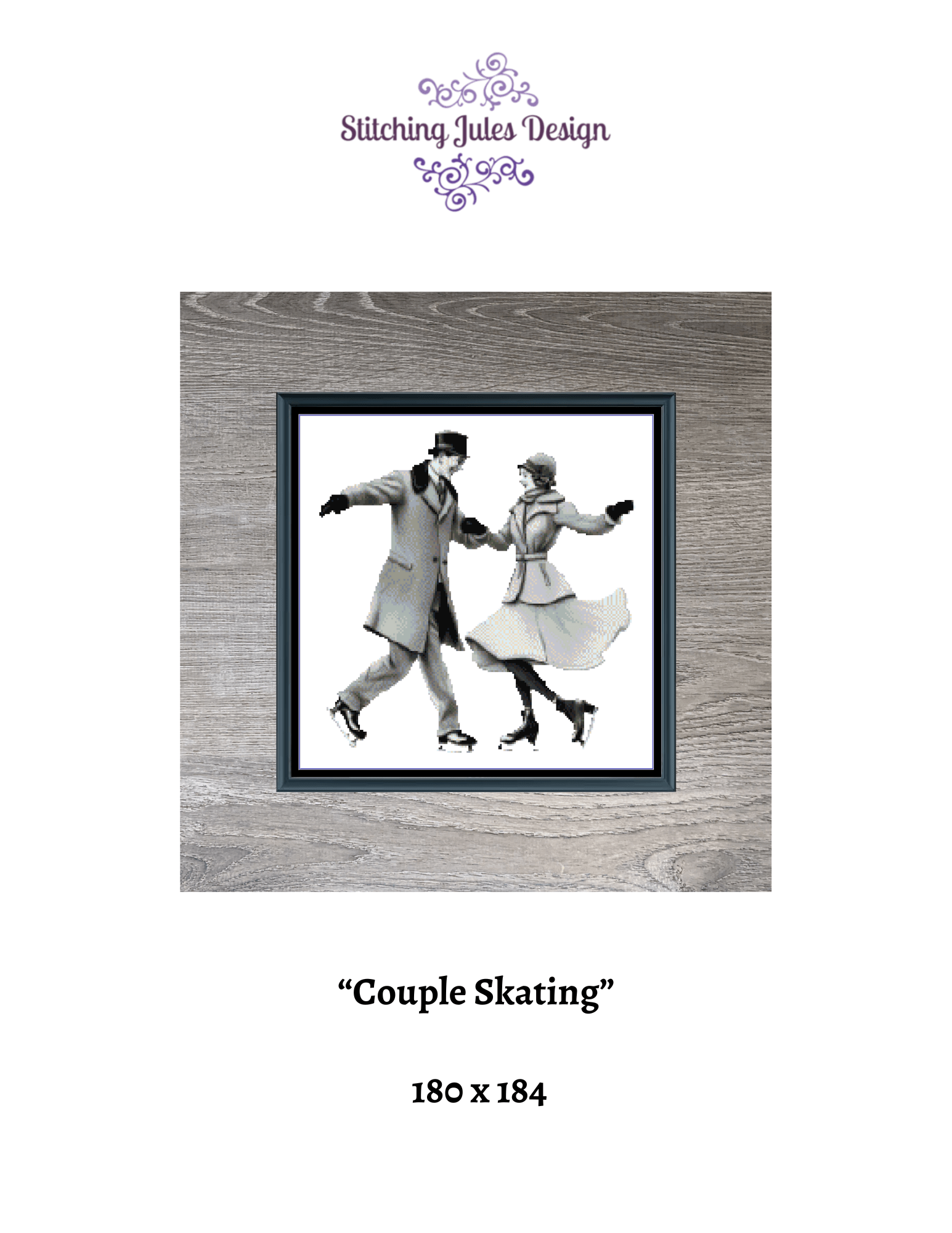 Stitching Jules Design Cross Stitch Pattern Couple Skating Romantic  Vintage Counted Cross Stitch Pattern Digital Download