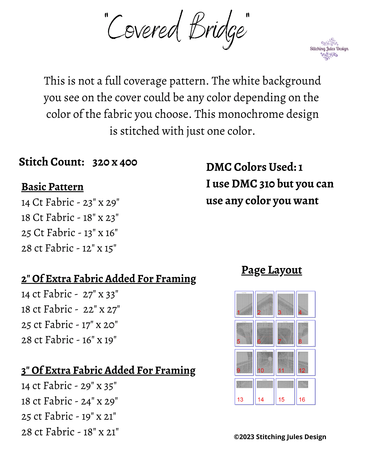 Stitching Jules Design Cross Stitch Pattern Covered Bridge Cross Stitch Pattern |  Bridge Cross Stitch Pattern | Blackwork | Instant PDF Download