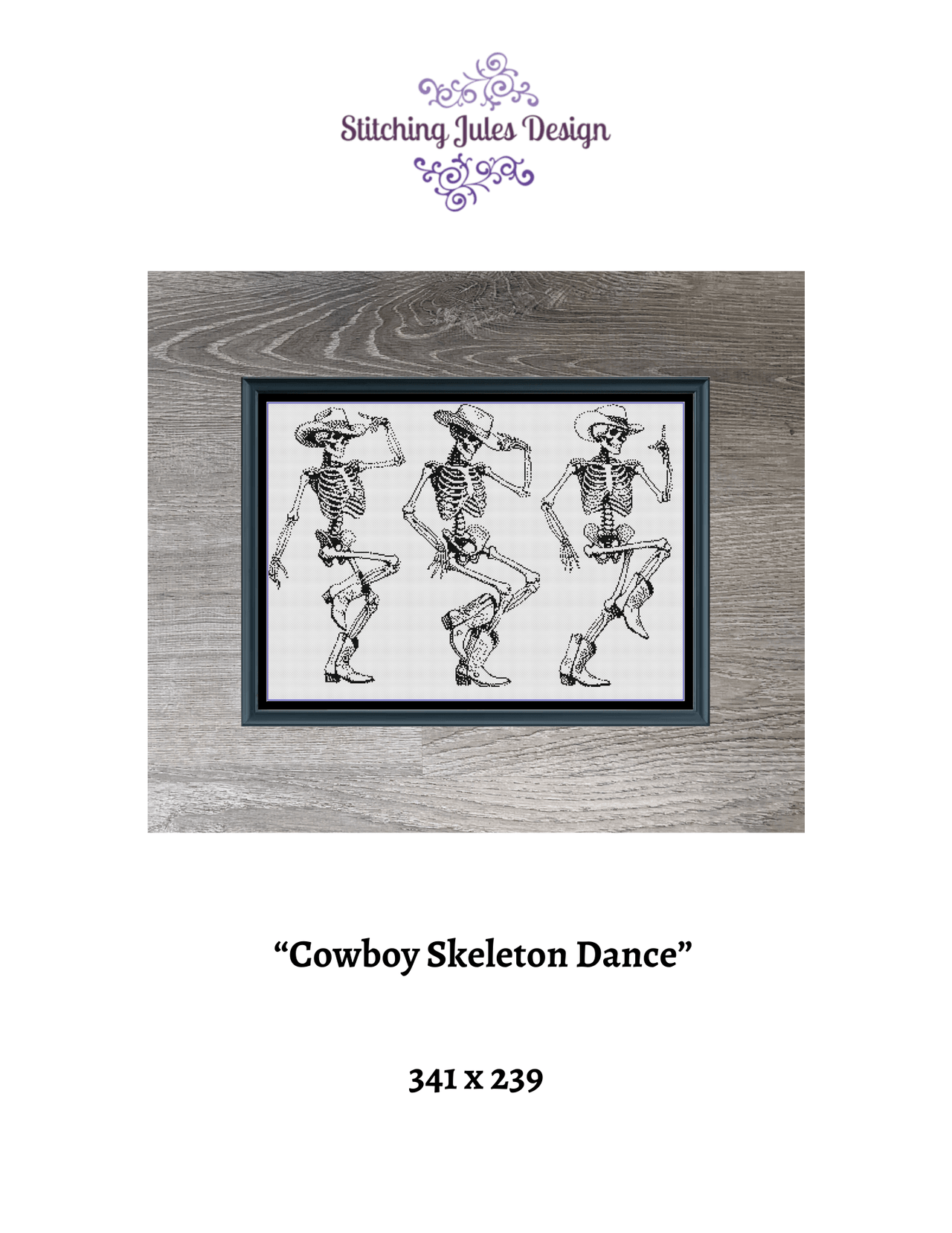 Stitching Jules Design Cross Stitch Pattern Cowboy Skeleton Dance