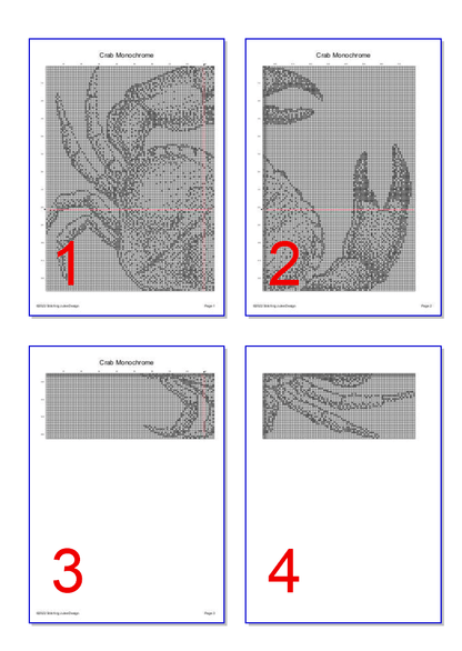Stitching Jules Design Cross Stitch Pattern Crab Crustacean Animal Ocean Monochrome Black White Counted Cross Stitch Pattern PDF Digital Download Pattern Keeper Ready
