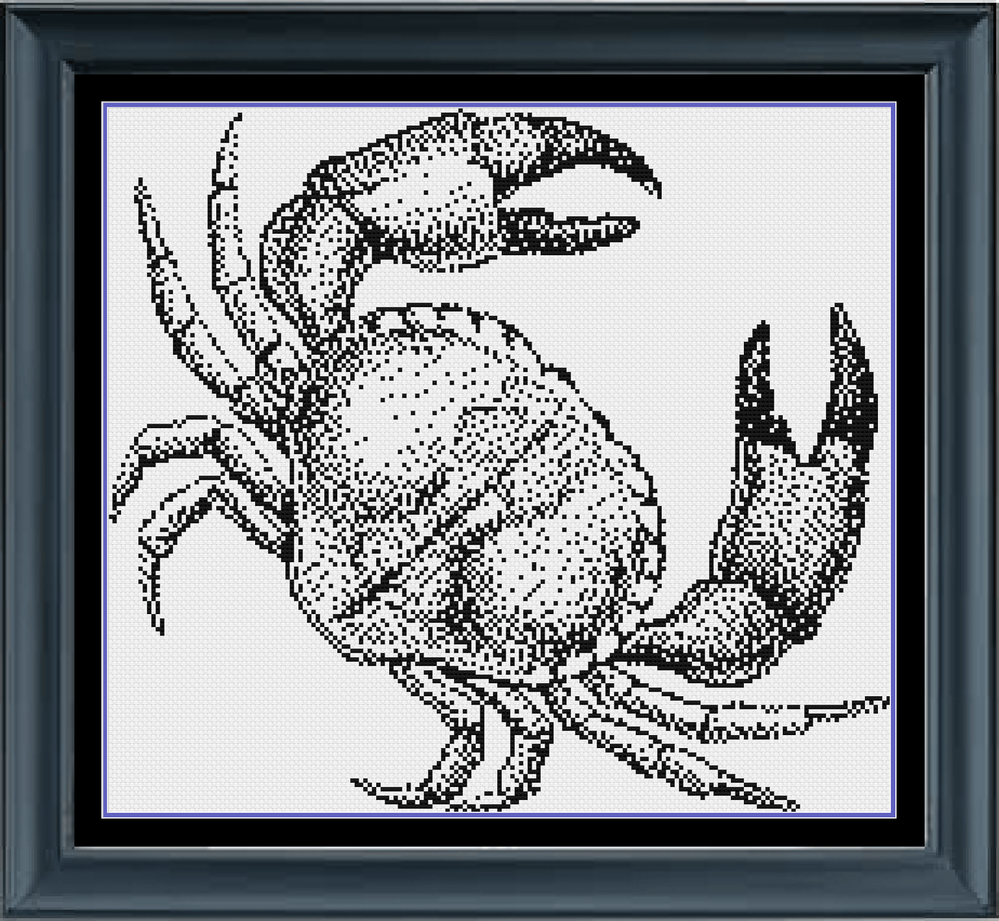 Stitching Jules Design Cross Stitch Pattern Instant PDF Download - $10 Crab Crustacean Animal Ocean Monochrome Black White Counted Cross Stitch Pattern PDF Digital Download Pattern Keeper Ready