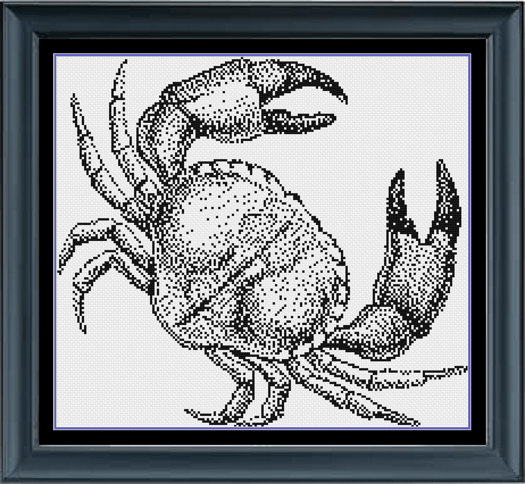 Stitching Jules Design Cross Stitch Pattern Instant PDF Download - $10 Crab Crustacean Animal Ocean Monochrome Black White Counted Cross Stitch Pattern PDF Digital Download Pattern Keeper Ready