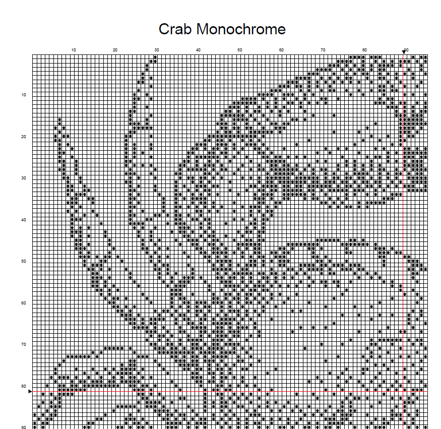 Stitching Jules Design Cross Stitch Pattern Crab Crustacean Animal Ocean Monochrome Black White Counted Cross Stitch Pattern PDF Digital Download Pattern Keeper Ready