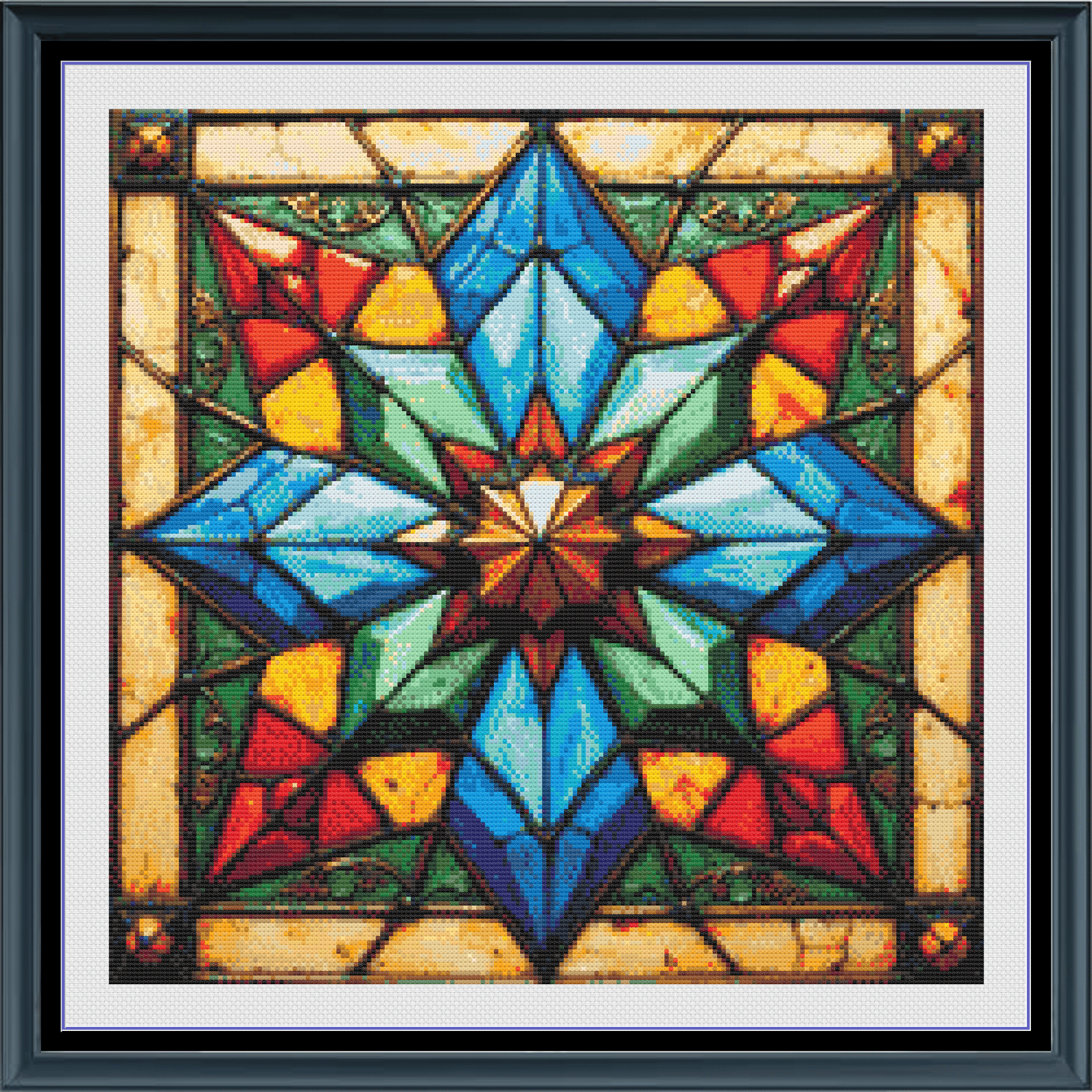 Stitching Jules Design Cross Stitch Pattern Crystal Mandala Geometric Full Coverage Counted Cross-Stitch Pattern (Digital Download)