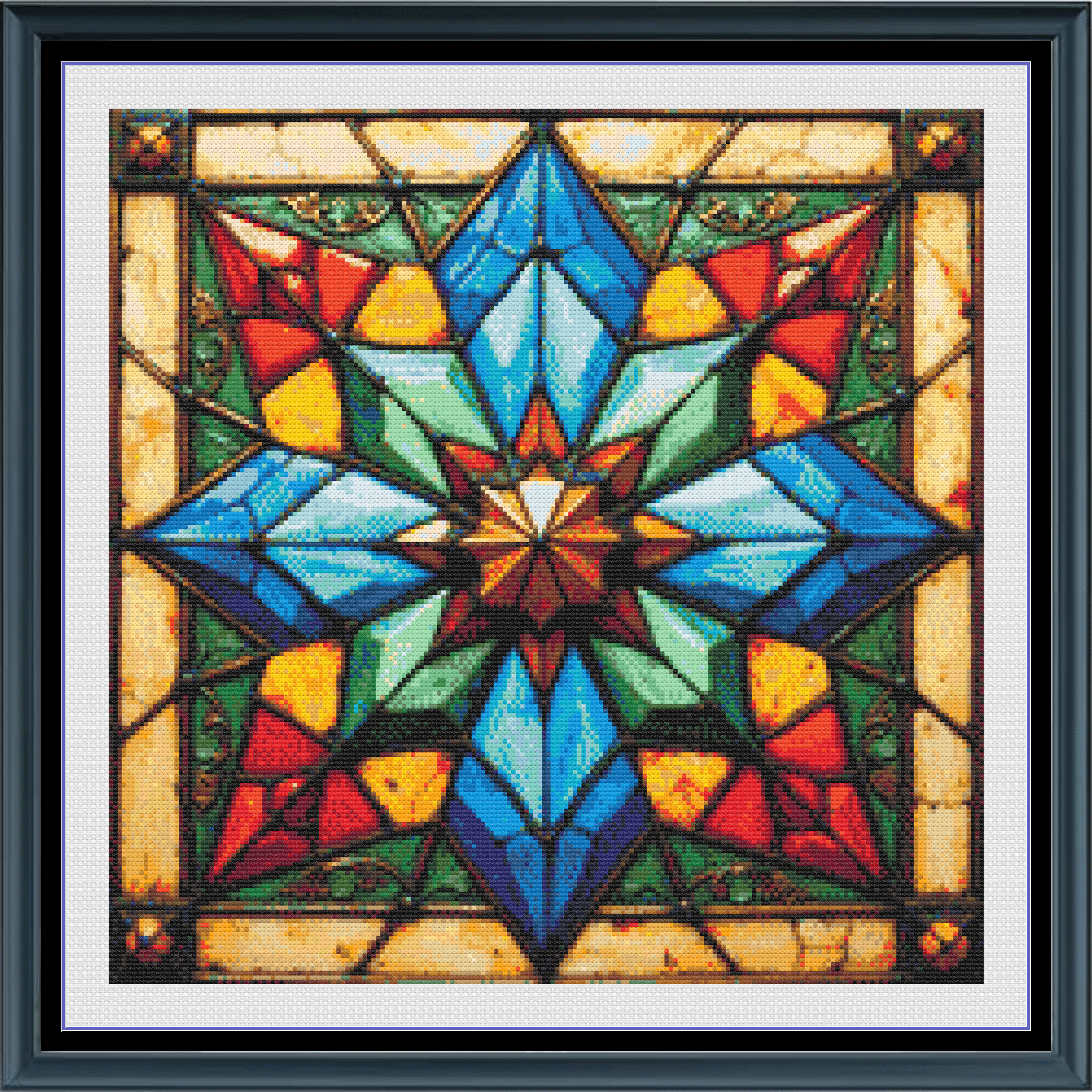 Stitching Jules Design Cross Stitch Pattern Crystal Mandala Geometric Full Coverage Counted Cross-Stitch Pattern (Digital Download)