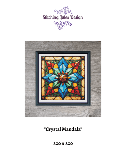 Stitching Jules Design Cross Stitch Pattern Crystal Mandala Geometric Full Coverage Counted Cross-Stitch Pattern (Digital Download)