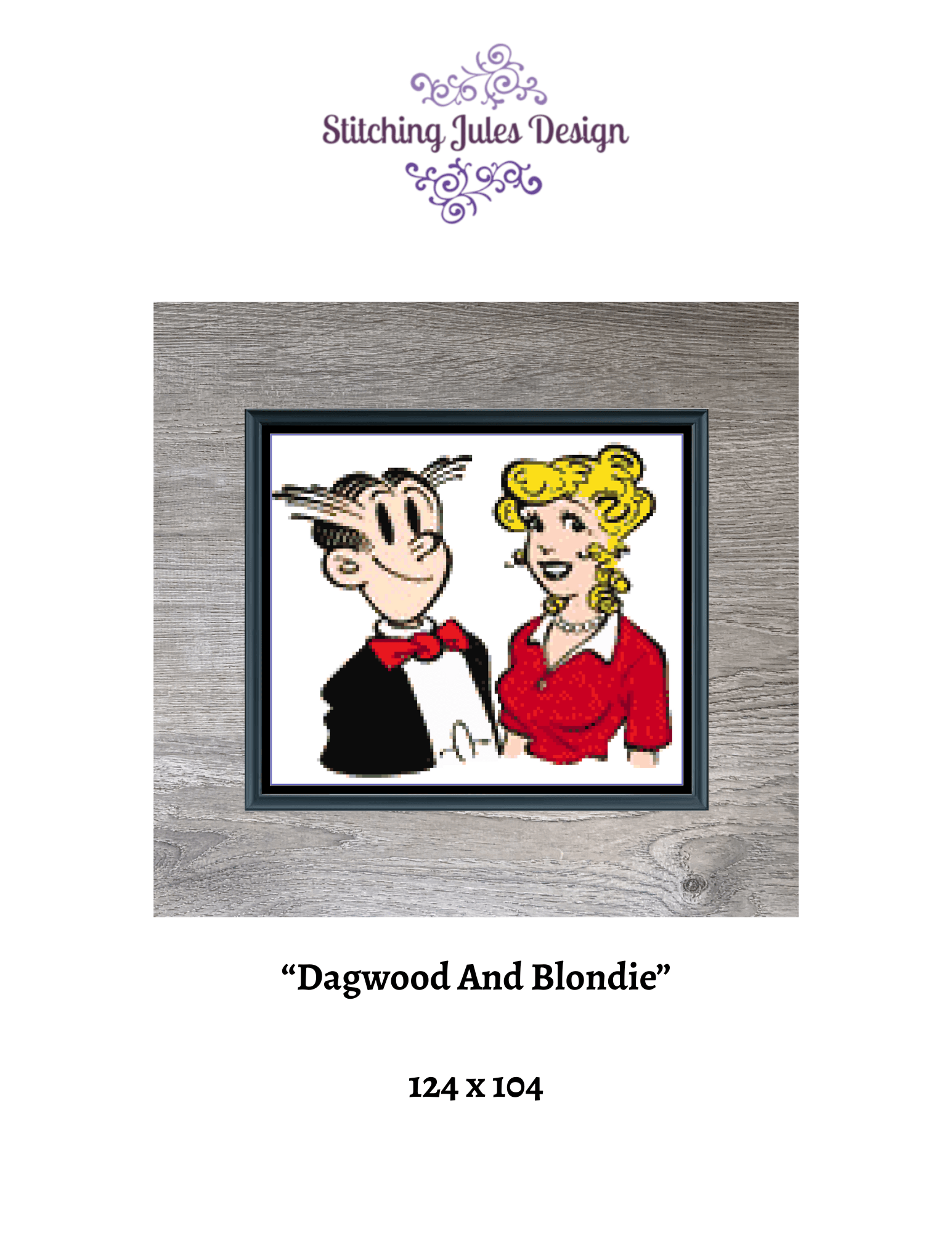 Stitching Jules Design Cross Stitch Pattern Dagwood Blondie Vintage Cartoon Counted Cross-Stitch Pattern (Digital Download)