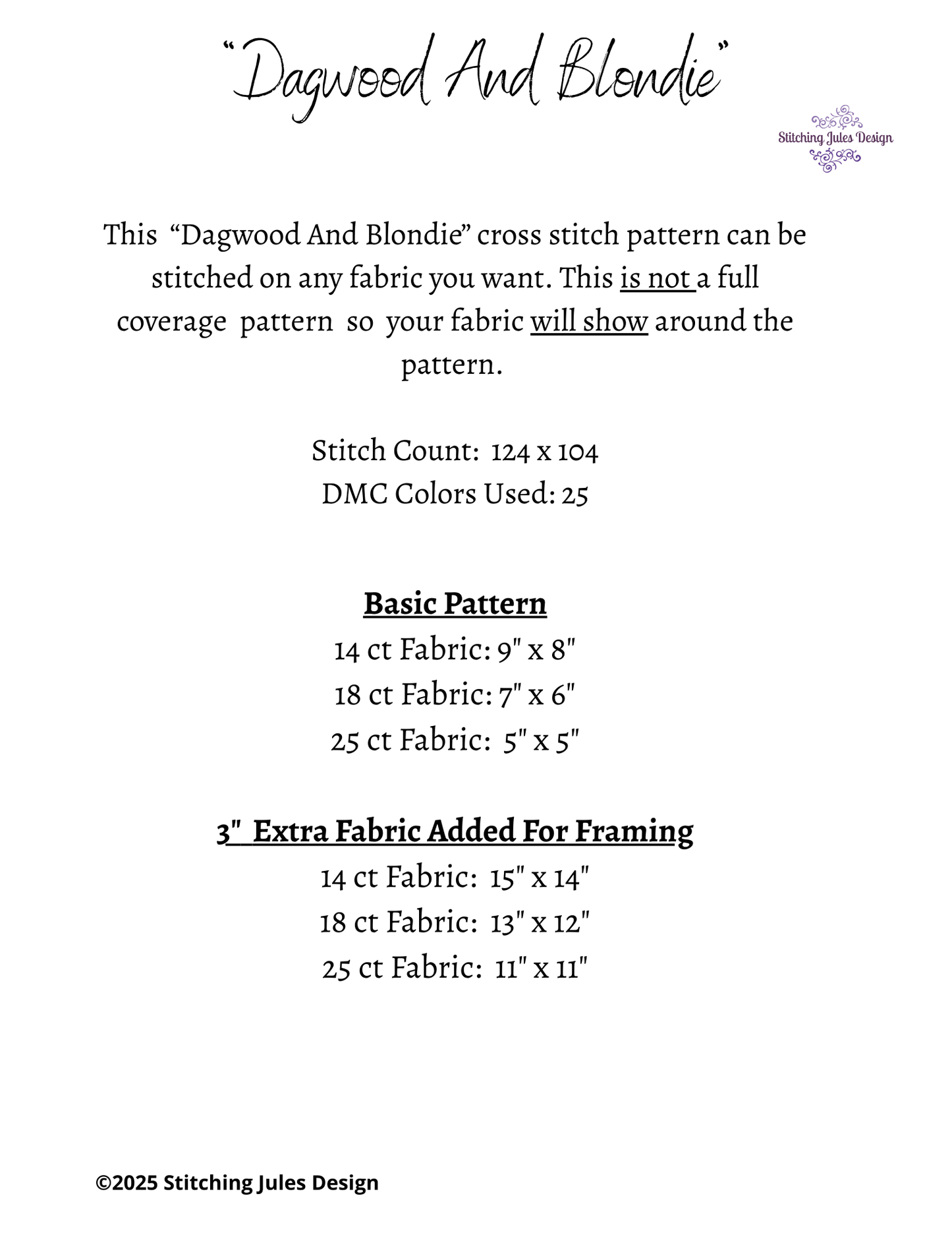 Stitching Jules Design Cross Stitch Pattern Dagwood Blondie Vintage Cartoon Counted Cross-Stitch Pattern (Digital Download)