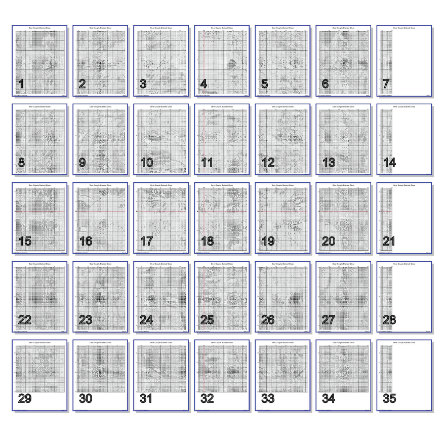 Stitching Jules Design Cross Stitch Pattern Deer Stag Doe Wildlife Winter Stained Glass Full Coverage Counted Cross-Stitch Pattern (Digital Download)