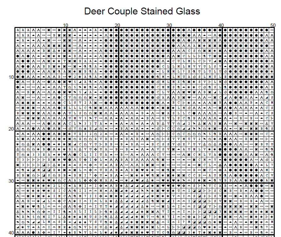 Stitching Jules Design Cross Stitch Pattern Deer Stag Doe Wildlife Winter Stained Glass Full Coverage Counted Cross-Stitch Pattern (Digital Download)