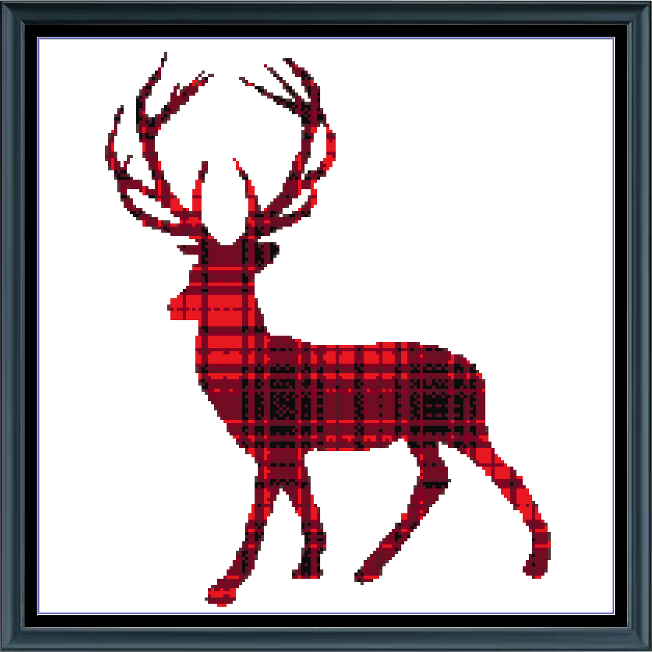 Stitching Jules Design Cross Stitch Pattern Deer Wildlife Animal Plaid Hunting Counted Cross Stitch Pattern Digital Download