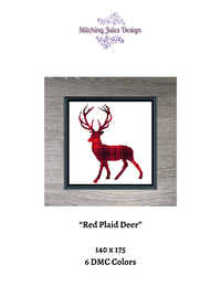 Thumbnail for Stitching Jules Design Cross Stitch Pattern Deer Wildlife Animal Plaid Hunting Counted Cross Stitch Pattern Digital Download