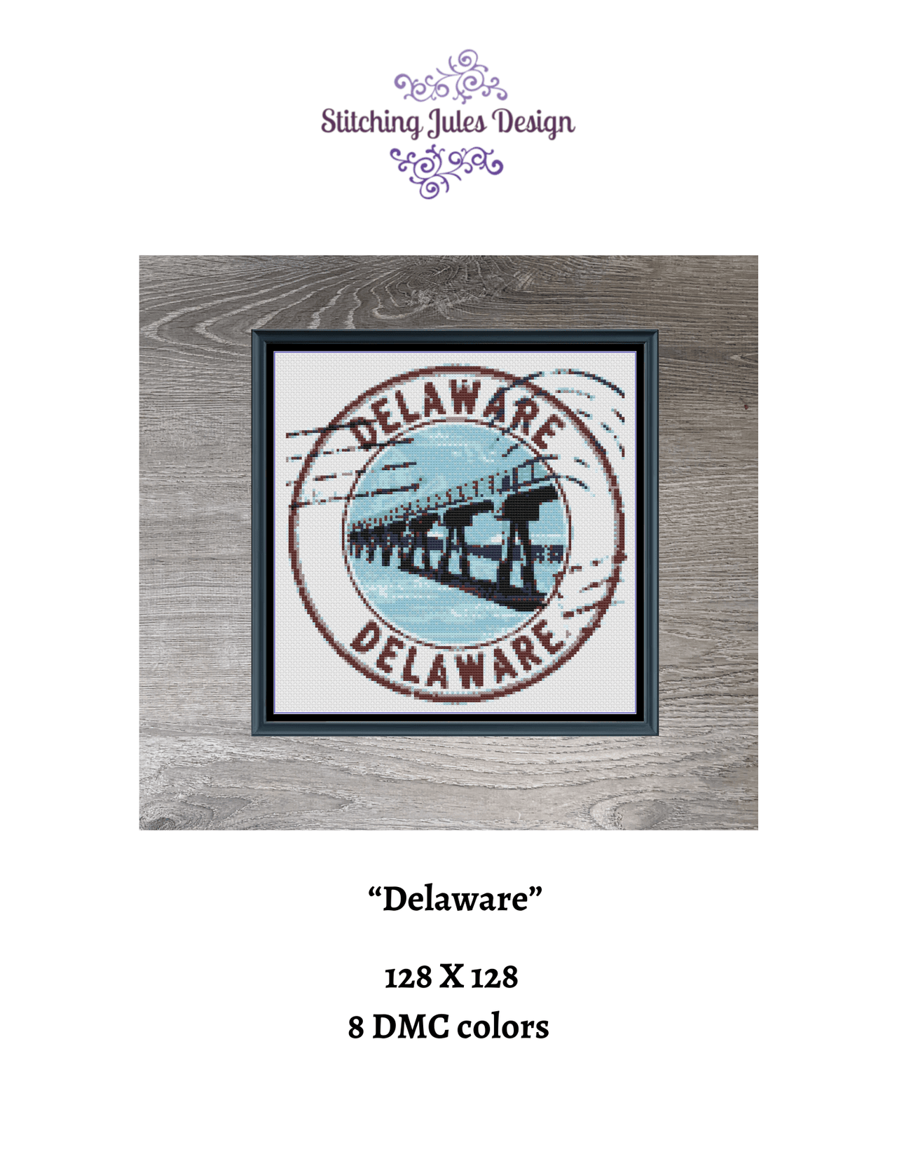 Stitching Jules Design Cross Stitch Pattern Delaware US State Counted Cross Stitch Pattern | Instant Download PDF