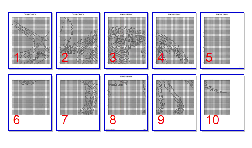 Stitching Jules Design Cross Stitch Pattern Dinosaur Cross Stitch Pattern | Skeleton Cross Stitch Pattern | Blackwork | Instant PDF Download And Physical Pattern Options