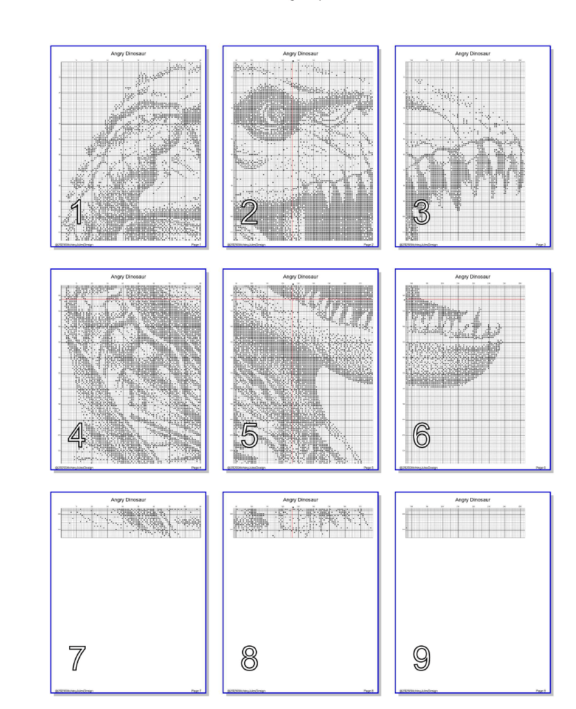 Stitching Jules Design Cross Stitch Pattern Dinosaur Tyrannosaurus Rex Monochrome Counted Cross-Stitch Pattern (Digital Download)