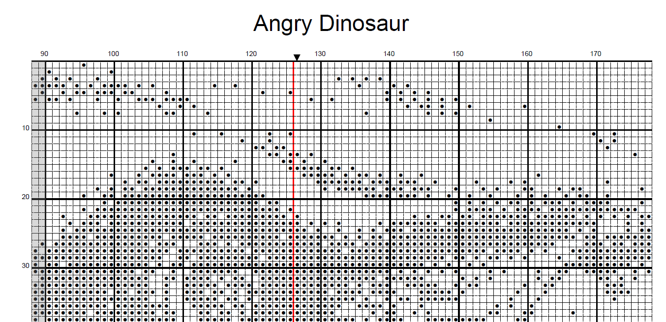 Stitching Jules Design Cross Stitch Pattern Dinosaur Tyrannosaurus Rex Monochrome Counted Cross-Stitch Pattern (Digital Download)
