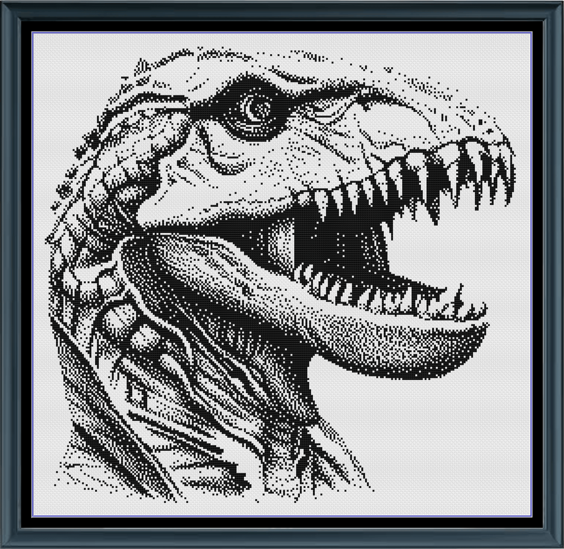 Stitching Jules Design Cross Stitch Pattern Dinosaur Tyrannosaurus Rex Monochrome Counted Cross-Stitch Pattern (Digital Download)