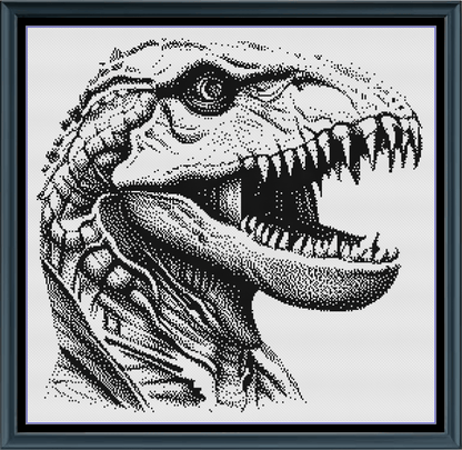 Stitching Jules Design Cross Stitch Pattern Dinosaur Tyrannosaurus Rex Monochrome Counted Cross-Stitch Pattern (Digital Download)