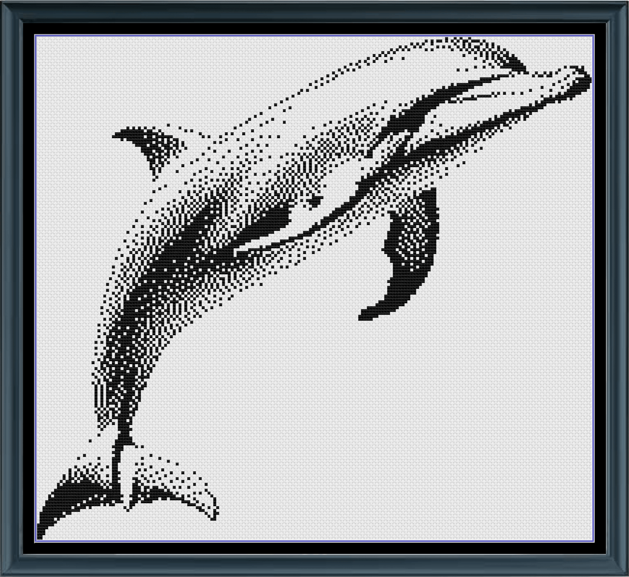 Stitching Jules Design Cross Stitch Pattern Dolphin Medium Monochrome