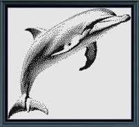 Thumbnail for Stitching Jules Design Cross Stitch Pattern Dolphin Medium Monochrome