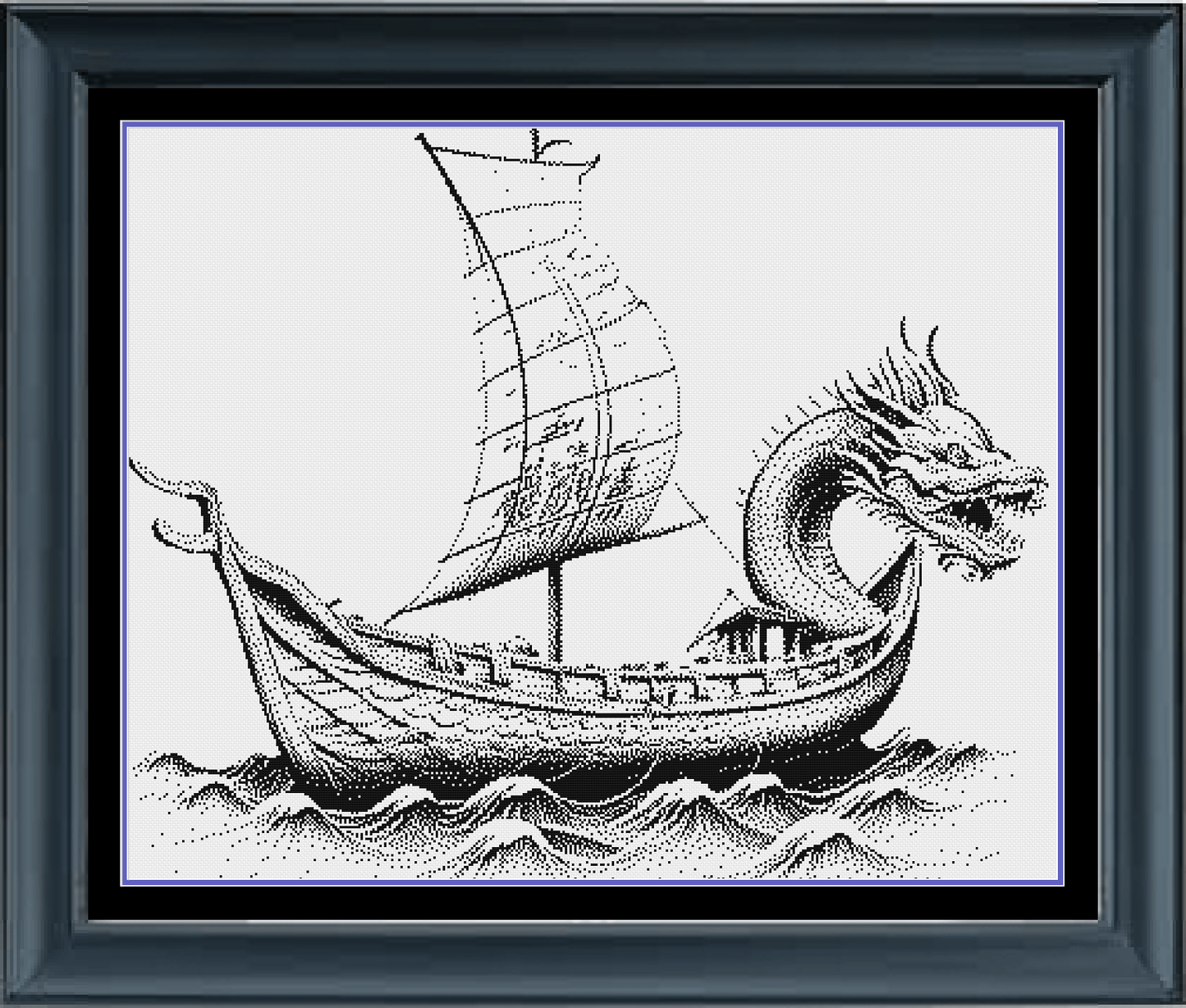 Stitching Jules Design Cross Stitch Pattern Dragon Boat Monochrome Cross Stitch Pattern Instant PDF Download