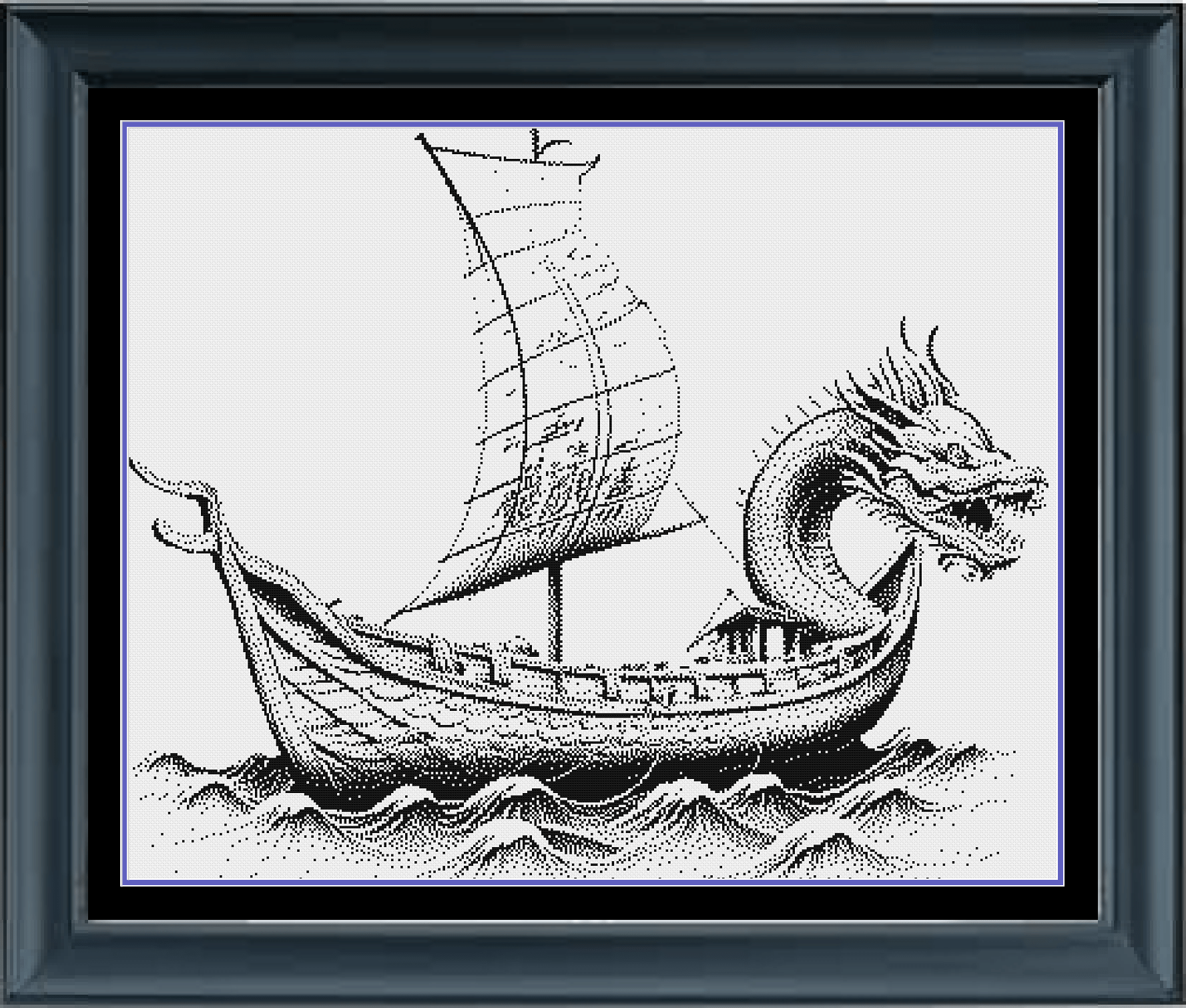 Stitching Jules Design Cross Stitch Pattern Dragon Boat Monochrome Cross Stitch Pattern Instant PDF Download