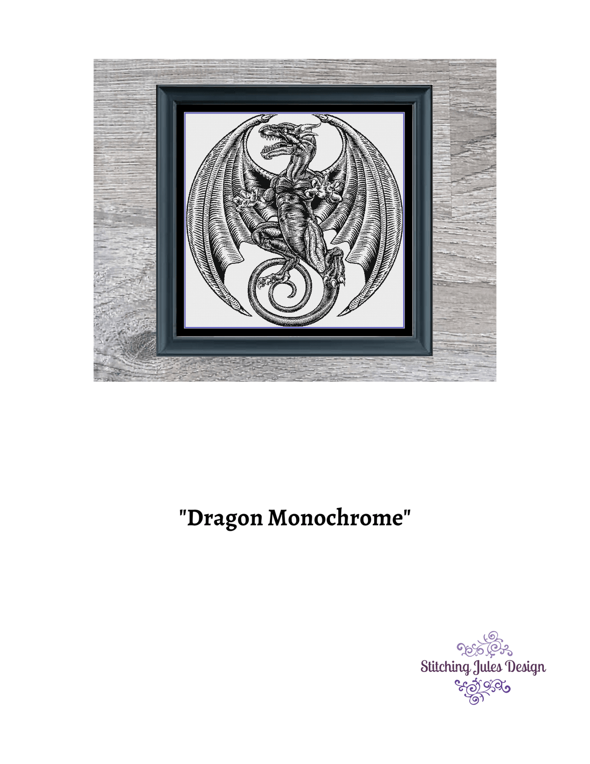 Stitching Jules Design Cross Stitch Pattern Dragon Cross Stitch Pattern | Fantasy Cross Stitch Pattern | Blackwork | Instant PDF Download And Physical Pattern Options
