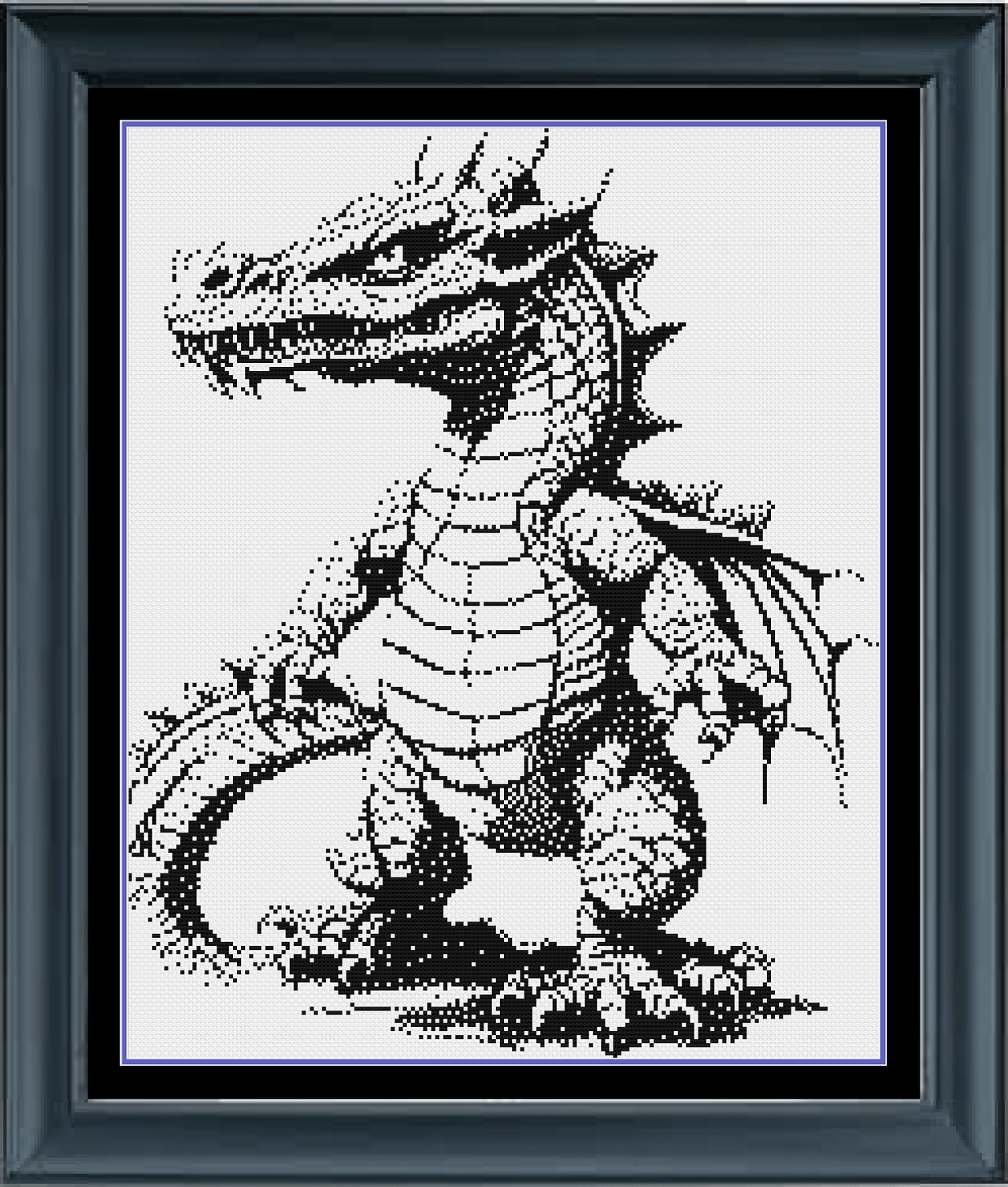 Dragon Counted Cross-Stitch Pattern | Monochrome Blackwork | Instant D – Stitching Jules Design dragon-counted-cross-stitch-pattern-monochrome-blackwork-instant-d-stitching-jules-design