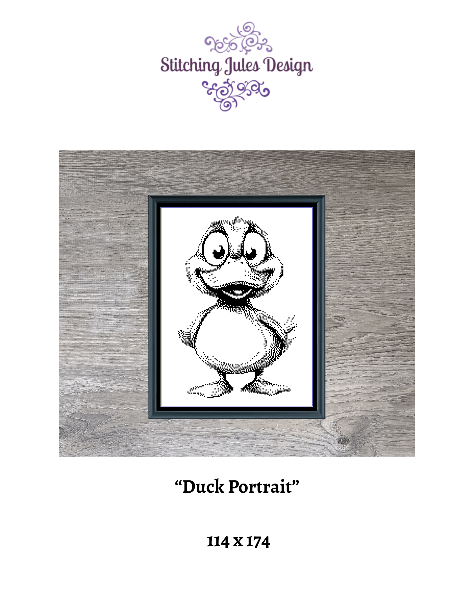 Stitching Jules Design Cross Stitch Pattern Duck Duckling Farm Animal Mini Monochrome Counted Cross-Stitch Pattern (Digital Download)