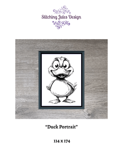 Stitching Jules Design Cross Stitch Pattern Duck Duckling Farm Animal Mini Monochrome Counted Cross-Stitch Pattern (Digital Download)