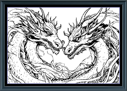Stitching Jules Design Cross Stitch Pattern Dueling Dragons Fantasy Creatures Monochrome Blackwork Counted Cross Stitch Pattern Digital Download