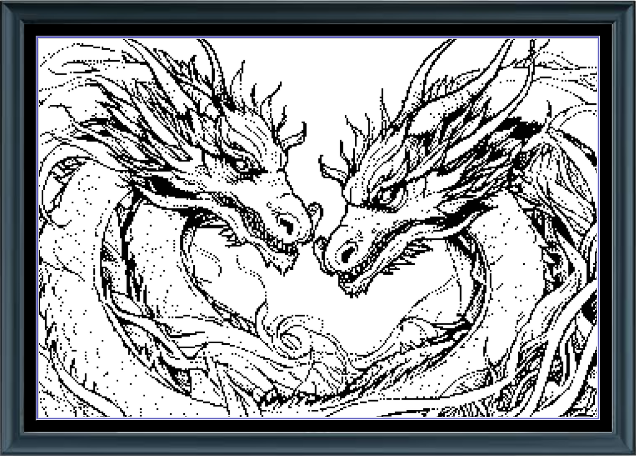 Stitching Jules Design Cross Stitch Pattern Dueling Dragons Fantasy Creatures Monochrome Blackwork Counted Cross Stitch Pattern Digital Download