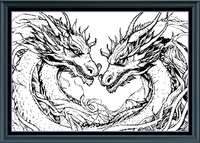 Thumbnail for Stitching Jules Design Cross Stitch Pattern Dueling Dragons Fantasy Creatures Monochrome Blackwork Counted Cross Stitch Pattern Digital Download