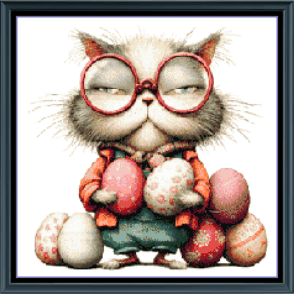 Stitching Jules Design Cross Stitch Pattern Easter Egg Cat Counted Cross-Stitch Pattern (Digital Download)