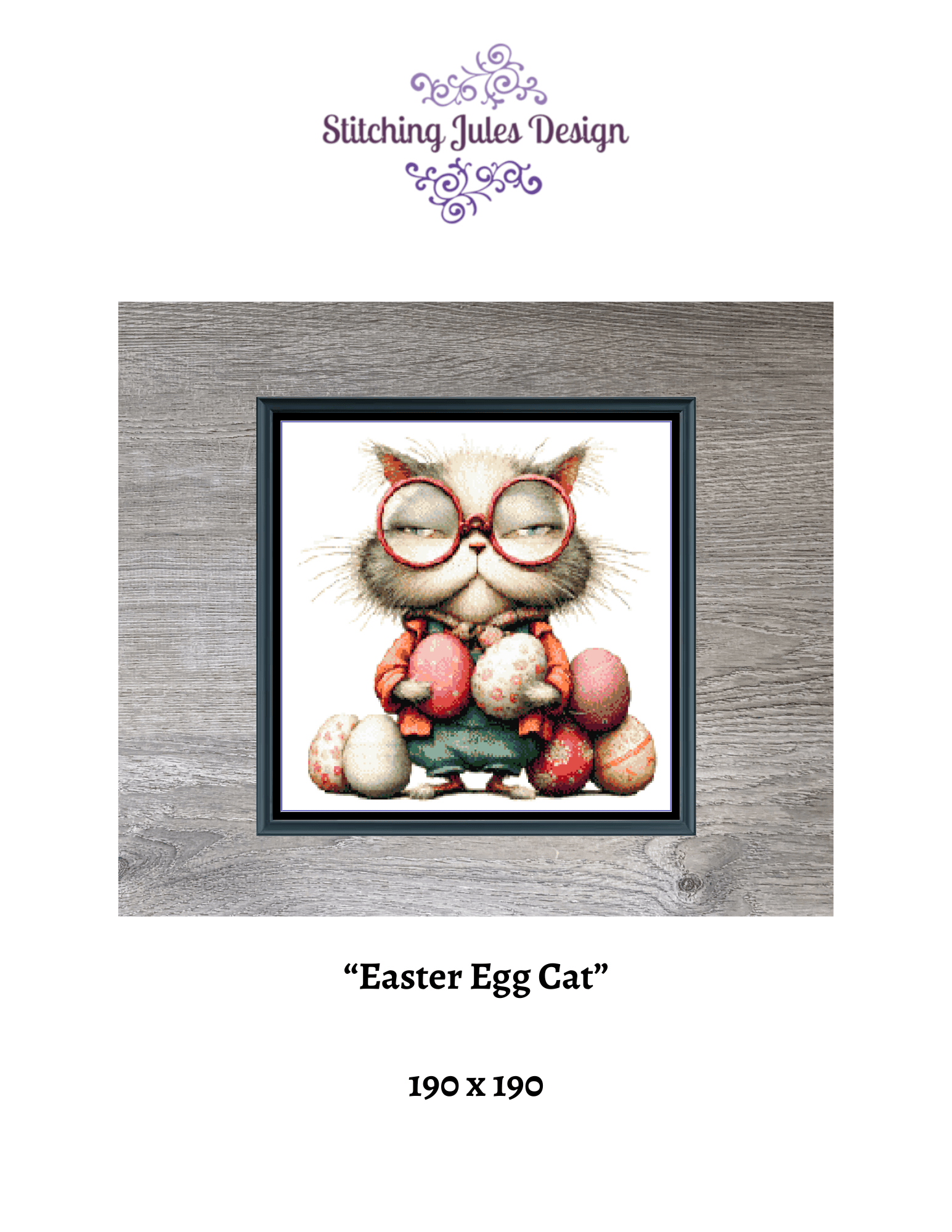 Stitching Jules Design Cross Stitch Pattern Easter Egg Cat Counted Cross-Stitch Pattern (Digital Download)