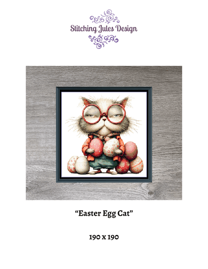 Stitching Jules Design Cross Stitch Pattern Easter Egg Cat Counted Cross-Stitch Pattern (Digital Download)
