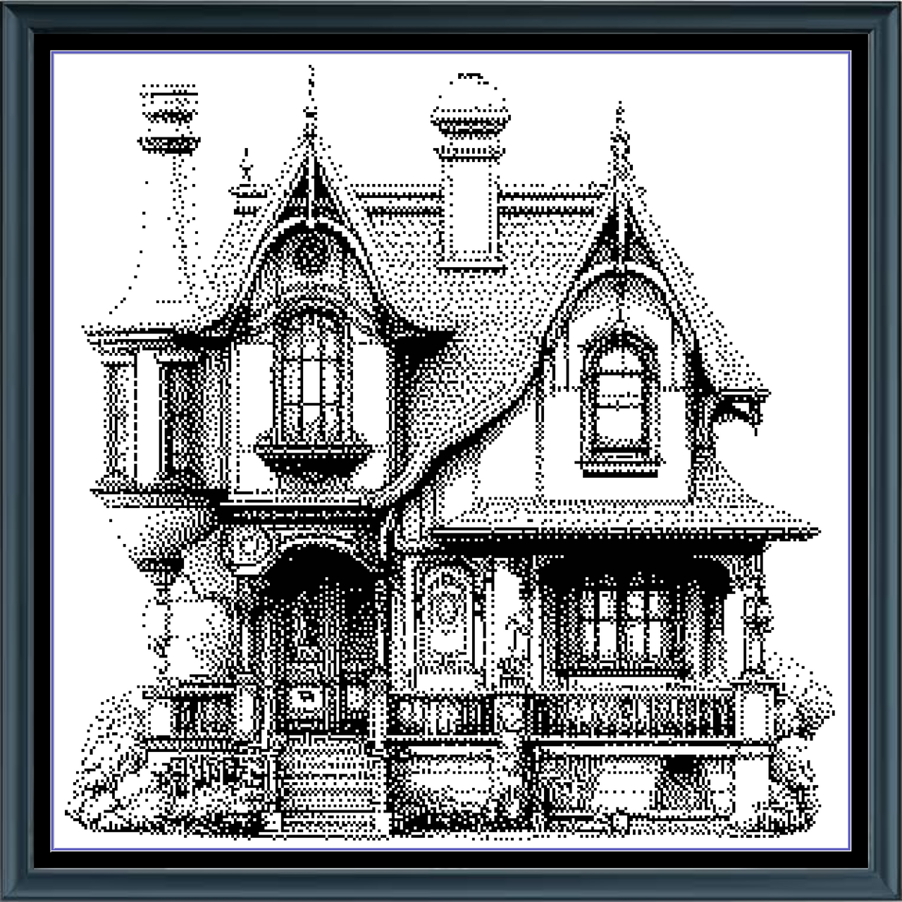 Stitching Jules Design Cross Stitch Pattern Eclectic House Architecture Monochrome Blackwork Counted Cross Stitch Pattern Digital Download